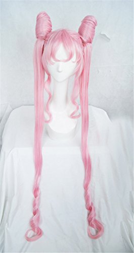 LanTing Cosplay Perücke Sailor Moon Pink Black Lady lolita bun styled Frauen Cosplay Party Fashion Anime Human Costume Full wigs Synthetic Haar Heat Resistant Fiber von LanTing