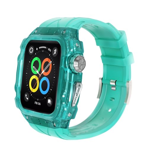 Armbänder mit Hülle, kompatibel mit Apple Watch 9/8/7 45 mm, FS91 Sport-Serie, Polycarbonat-Schutzhülle für iWatch 6/SE/5/4, 44/45 mm, Herren, Blau Armbänder mit Hülle, kompatibel mit Apple Watch 9/8/7 45 mm, FS91 Sport-Serie, Polycarbonat-Schutzhülle für iWatch 6/SE/5/4, 44/45 mm, Herren, Blau von LanXianHo