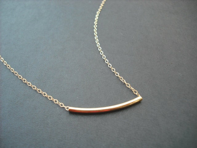 14K Gold Gefüllt Collier Mit Gekrümmten Rohr, Brautjungfer Geschenk, Hochzeitsgeschenk, Geburtstagsgeschenk von Lana0Crystal