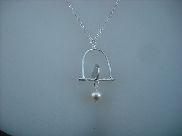 Brautjungfer Geschenk, Silber Halskette Mit Vogel Auf Einer Schaukel, Birthstone, Geburtstag Hochzeitsgeschenk, Birthstone Porzellananhänger von Lana0Crystal