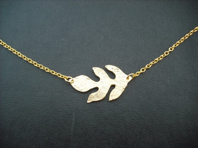 Brautjungfer Halskette, Halskette Matte Gelb Golden Leaf von Lana0Crystal