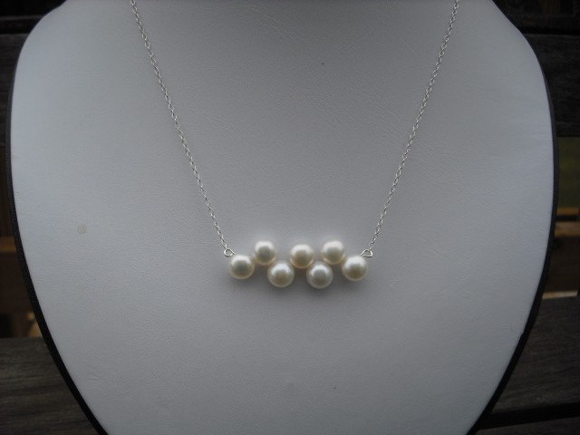 Brautjungfer Halskette, Hochzeit, Geschenk, Sterling Silber Halskette Mit Süßwasserperlen Taste von Lana0Crystal