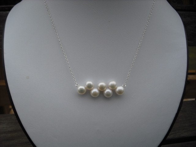 Brautjungfer Halskette, Hochzeit, Geschenk, Sterling Silber Halskette Mit Süßwasserperlen Taste von Lana0Crystal