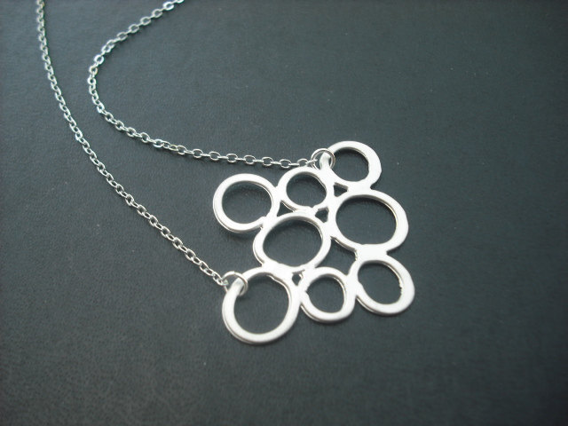 Brautjungfer Halskette, Silberkette Mit Multi-Bubble-Anschluss von Lana0Crystal