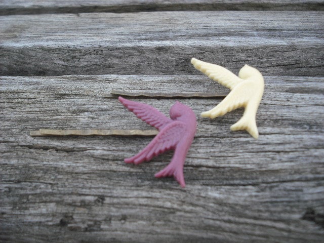 Fliegende Spatz Bobby Pin Set - Elfenbein Und Kastanienbraun Lila von Lana0Crystal