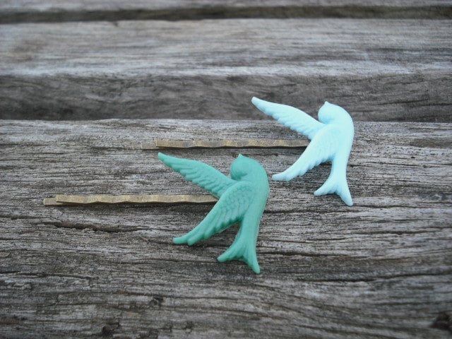 Fliegende Spatz Bobby Pin Set - Mint Grün Und Baby Blau von Lana0Crystal