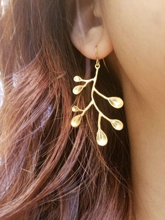 Gold Oder Silber Einzigartige Zweig Ohrringe von Lana0Crystal