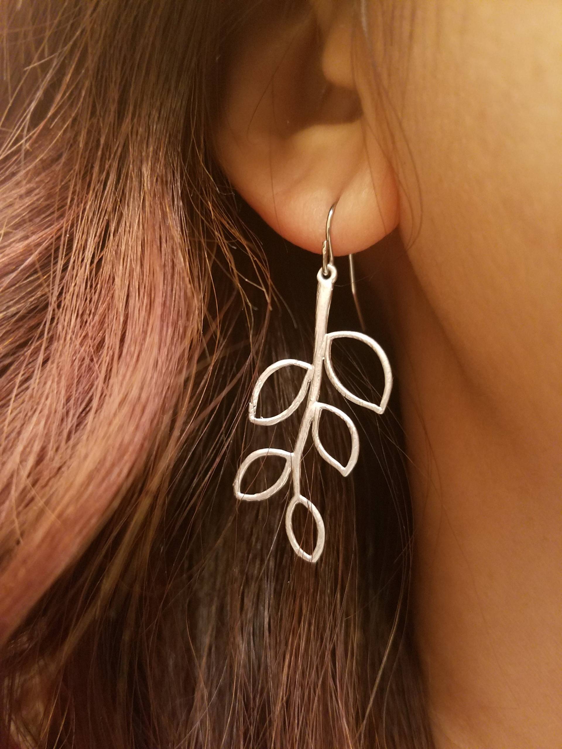 Gold Oder Silber Fünf Blatt Zweig Ohrring, Brautjungferngeschenk, , Geburtstag Hochzeitsgeschenk von Lana0Crystal