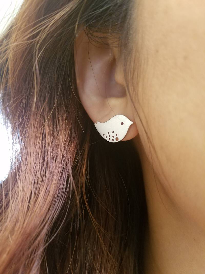 Gold Oder Silber Liebe Vögel Ohrstecker von Lana0Crystal