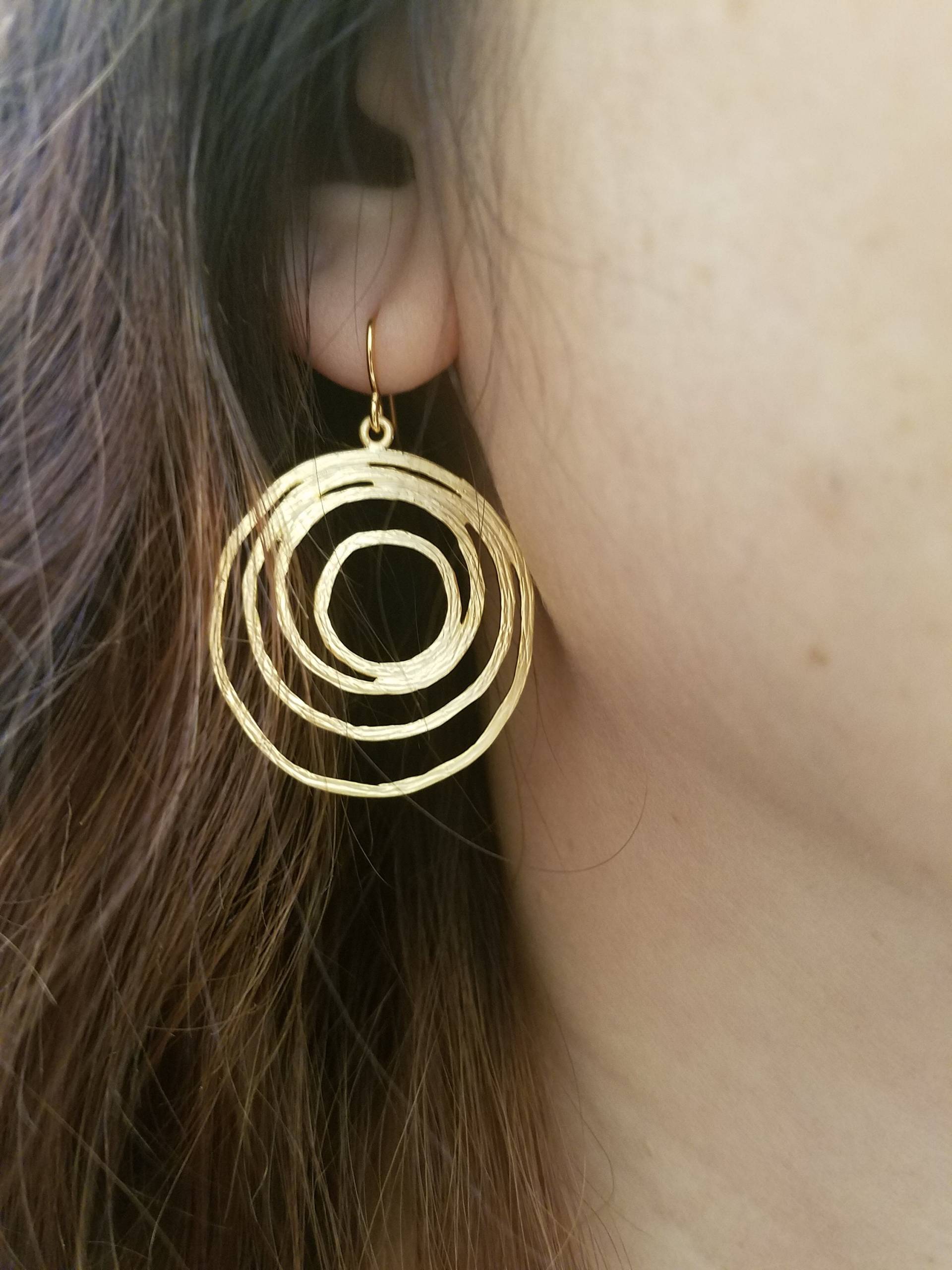 Gold Oder Silber Multi Kreis Anhänger Ohrringe, Brautjungfer Geschenk, Hochzeitsgeschenk, Geburtstagsgeschenk von Lana0Crystal