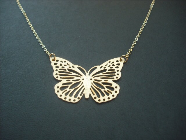 Gold Oder Silber Schmetterling Halskette von Lana0Crystal