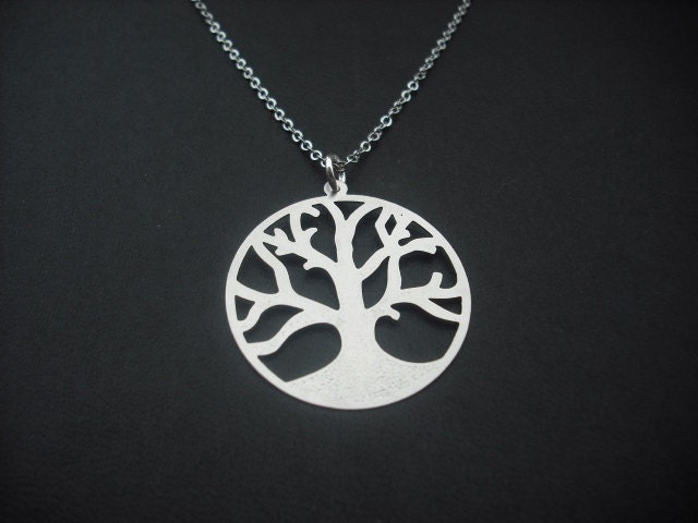 Matt Silber Baum Des Lebenhalskette - Weiß Vergoldet Kette von Lana0Crystal