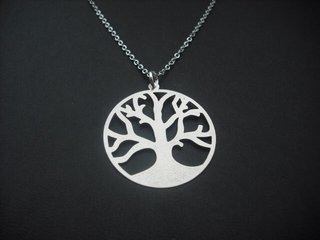 Matt Silber Baum Des Lebenhalskette - Weiß Vergoldet Kette von Lana0Crystal