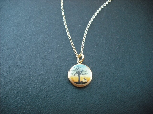 Mini Sommer Baum Medaillon Halskette - 14K Gold Gefüllt von Lana0Crystal