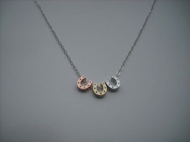 Pferdeschuh Halskette, Roségold, Gold Und Silber Kleine Halskette - Sterling Kette von Lana0Crystal