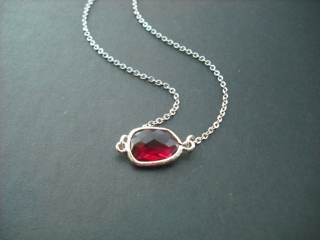 Rubin Rot Lünette Halskette - Brautjungferngeschenk, Hochzeitsgeschenk von Lana0Crystal