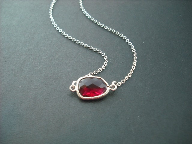 Rubin Rot Lünette Halskette - Brautjungferngeschenk, Hochzeitsgeschenk von Lana0Crystal