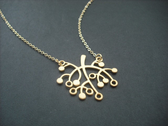 Verkauf - Einfachheit Cute Baum Halskette Matt 16K Gelb Gold Vergoldet Kette von Lana0Crystal