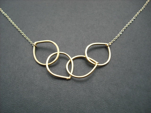 Vierfach Einfache Linie Teardrop Halskette-16K Gelb Vergoldete Kette von Lana0Crystal