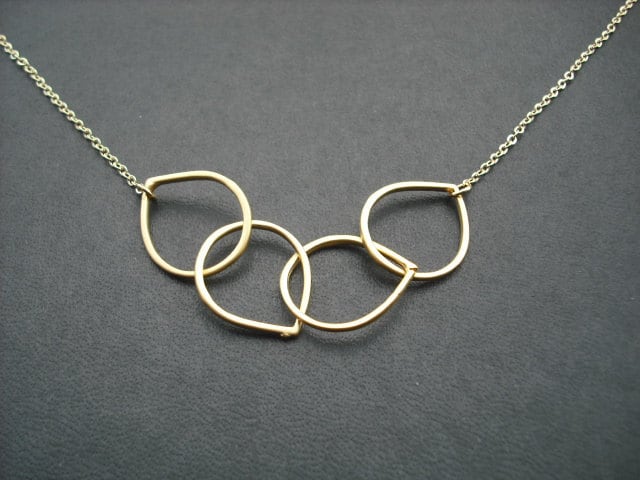 Vierfach Einfache Linie Teardrop Halskette-16K Gelb Vergoldete Kette von Lana0Crystal