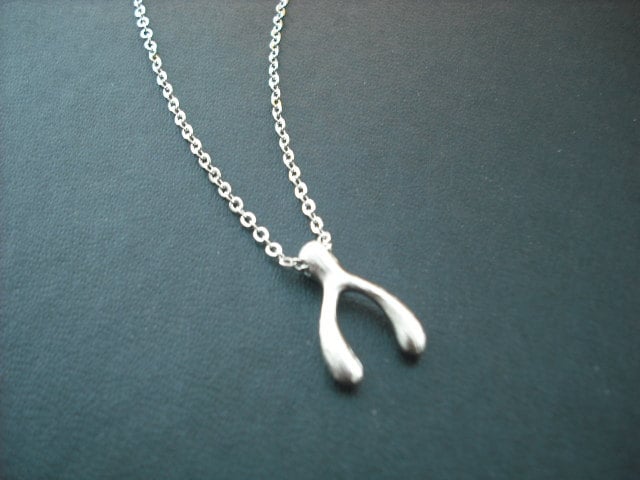 Wunsch Knochen Halskette Version 2 - Matt Weiß-Gold Plattiert von Lana0Crystal