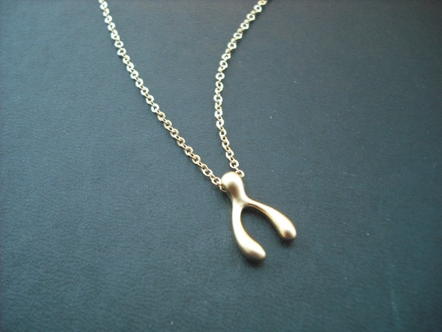 Wunsch Knochen Halskette Version 2 - Matte Gelb 16K Vergoldet von Lana0Crystal