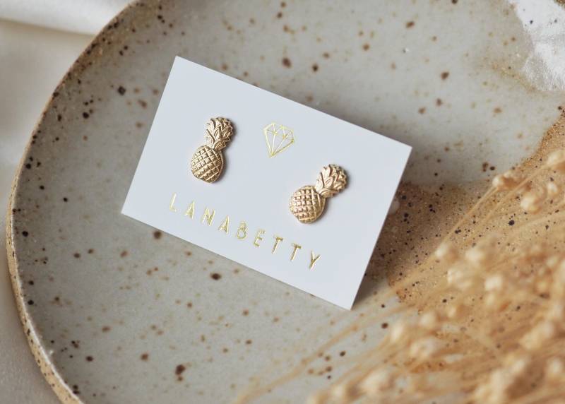 Ananas Post Ohrringe/Lanabetty Messing + Sterling Silber Ananas Post Ohrringe/Lanabetty Messing + Sterling Silber von LanaBetty