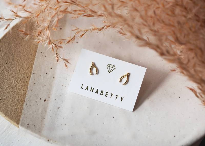 Little Wishbone Post Ohrringe/Lanabetty Messing + Sterling Silber von LanaBetty