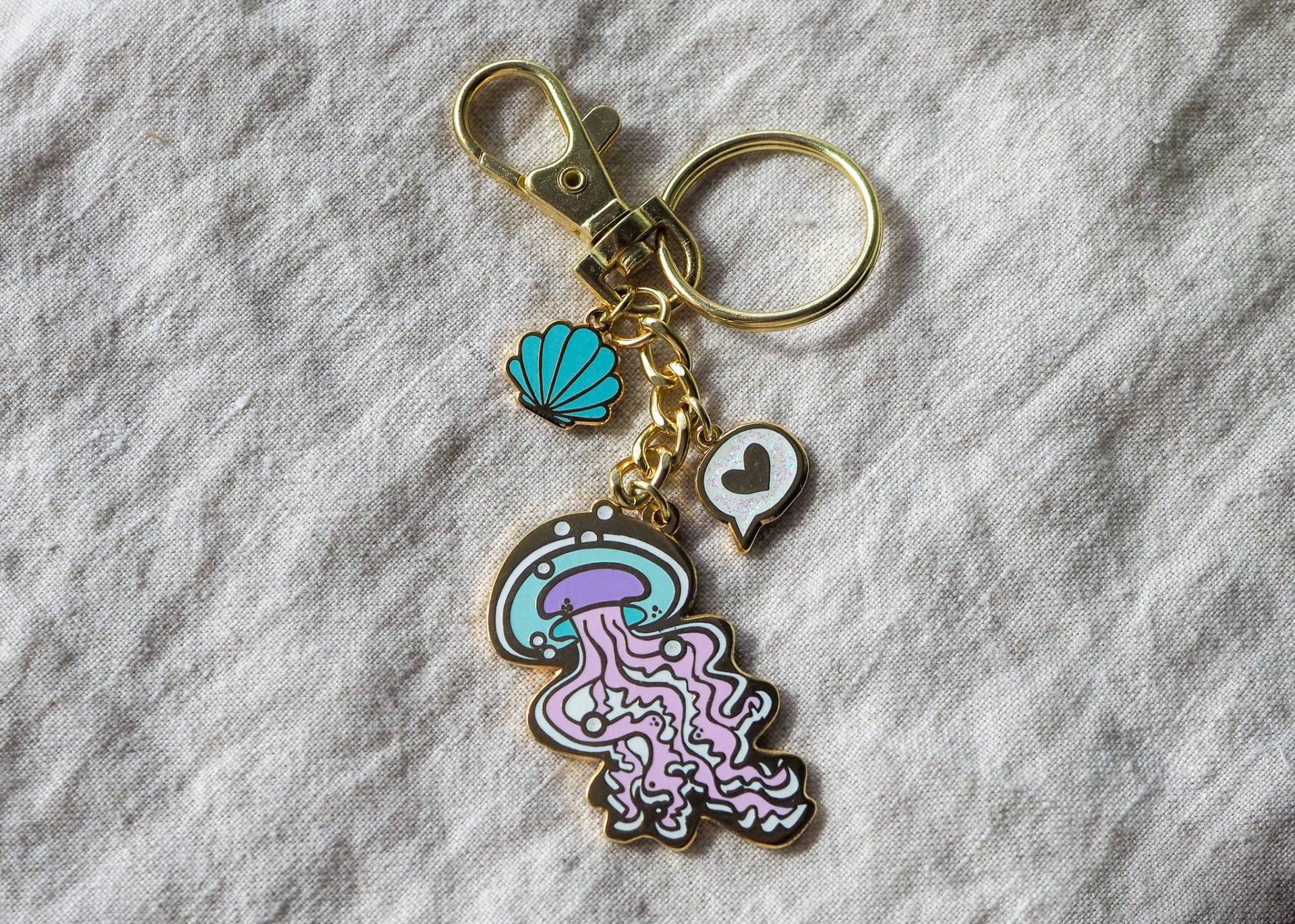 Pastell Qualle Keychain | Gold Schlüsselanhänger Taschenanhänger Pastell Qualle Keychain | Gold Schlüsselanhänger Taschenanhänger von LanaBetty