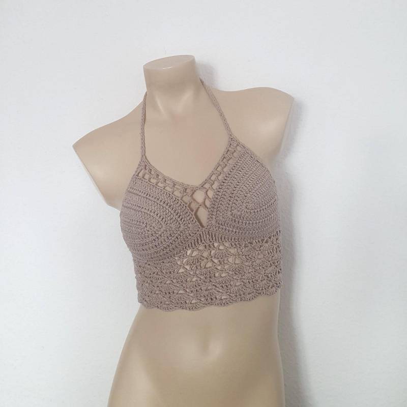 Curvy & Small Crochet Crop Top Häkeltop Boho Hippie Ibiza Festival Plus Size von LanaLunaCrochetArt
