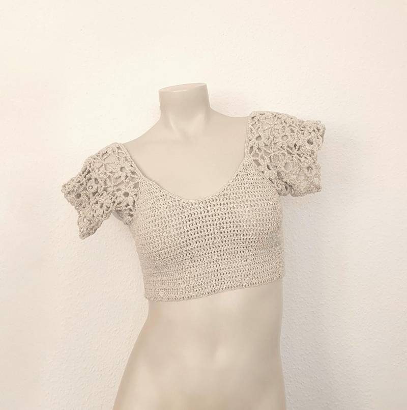Häkel Crop Top Häkeltop Boho Hochzeit Hippie Blumen von LanaLunaCrochetArt