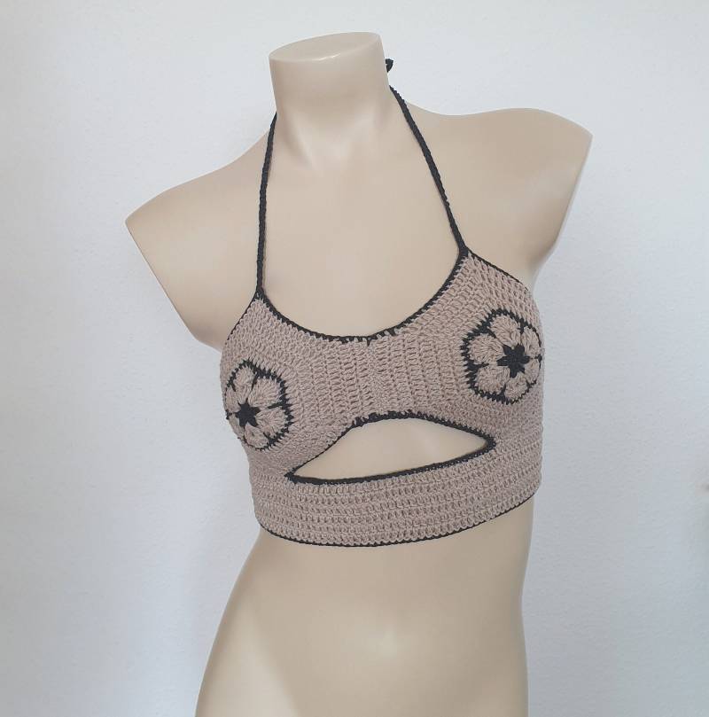 Häkeltop Häkel Crop Top Afrikan Flower Blume Boho Hippie von LanaLunaCrochetArt