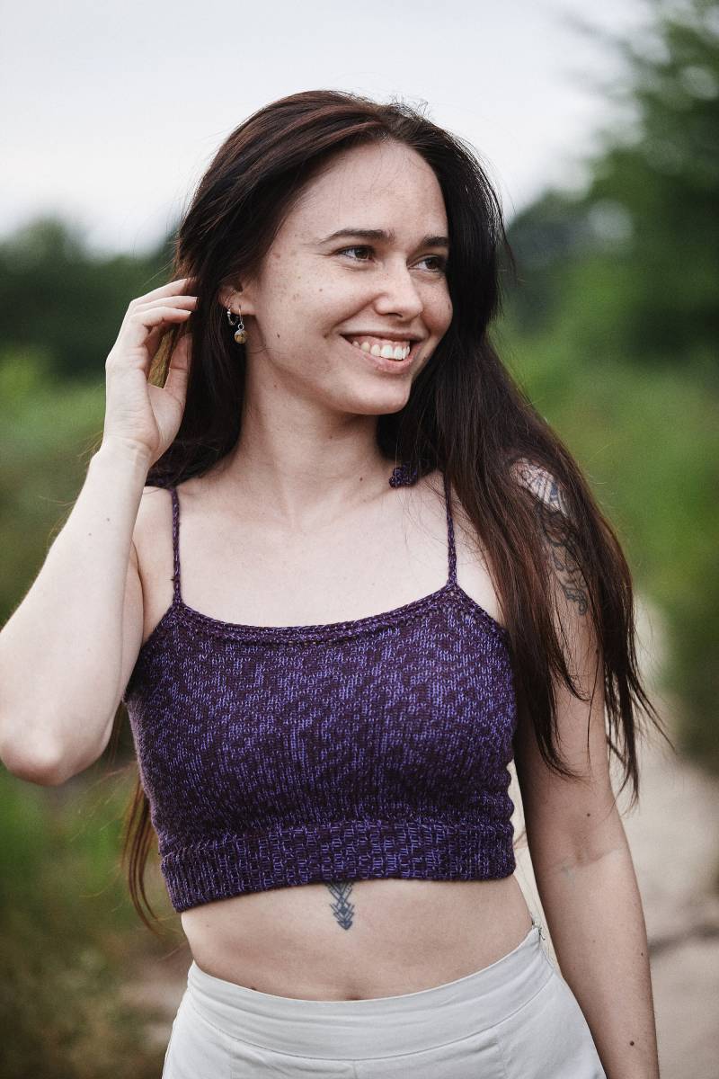 Stricktop Crop Top Strick Häkel Lila Festival Sommer Strand Boho Techno Rave Party von LanaLunaCrochetArt