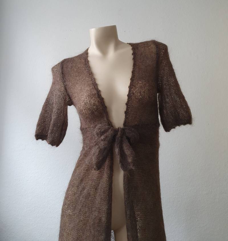 strickjacke Braun Cardigan Pagan Boho Hippie Mittelalter Larp Vintage Wolle von LanaLunaCrochetArt