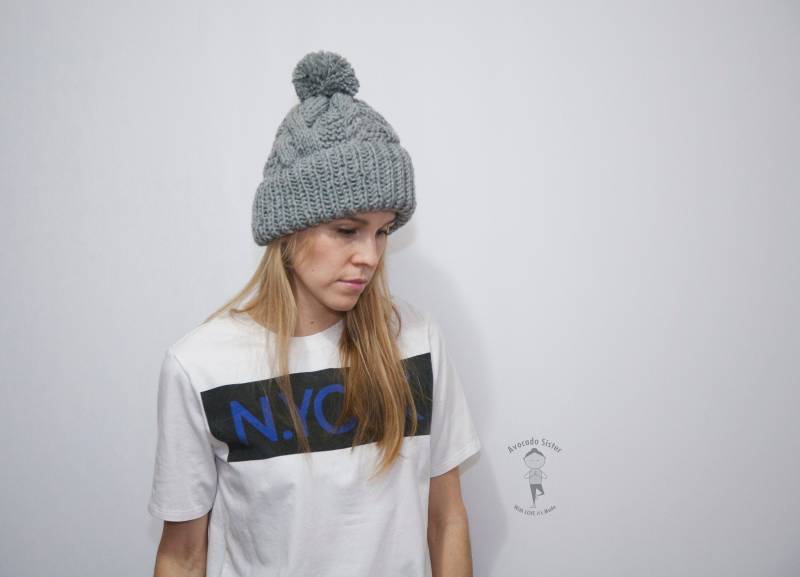 Chunky Gestrickte Hut - Pompom Mütze Stricken Pom Melo in Vielen Farben Angepasste Wolle Mischung Beanie von LanaLunaOM