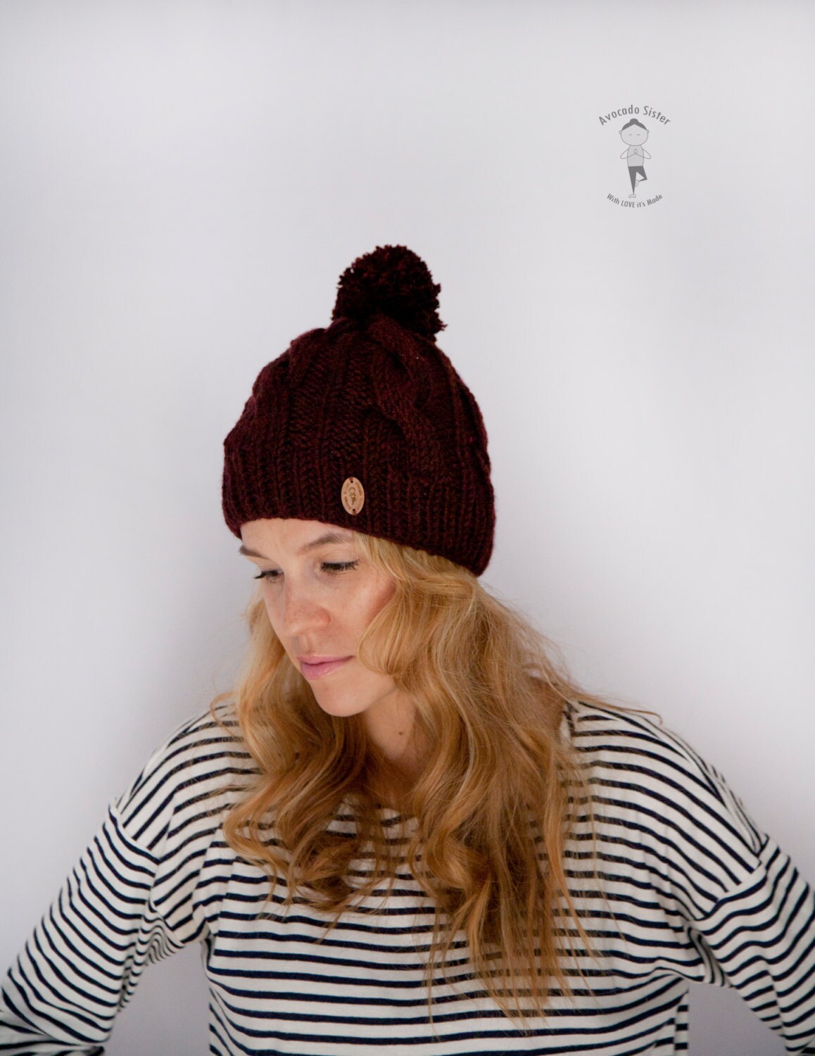 Kabel-strick Pompon Beanie - Charisma Pom Hut Wool Blend Winter Mütze Ausgestattet von LanaLunaOM