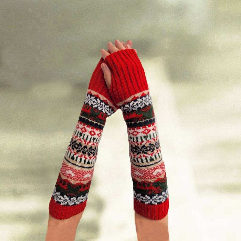 Fingerlose Handschuhe Mit Zopfmuster Armstulpen Aus Wollmischung von LanaTrend