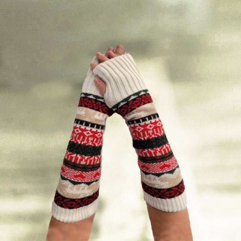 Gestrickte Armstulpen Winterhandschuhe Aus Wollmischung von LanaTrend