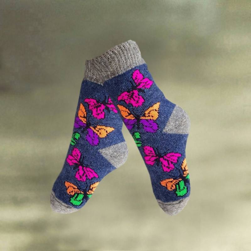 Schmetterlingssocken Aus Merinowolle Handgestrickte Winterwärme von LanaTrend
