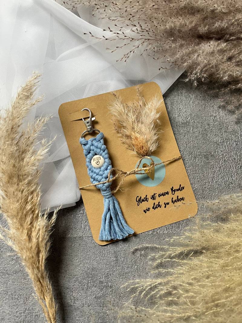Bester Bruder - Bruderherz Personalisierter Schlüsselanhänger Makramee Boho Anhänger Geschenk Geburtstagsgeschenk von LanasWollstuecke