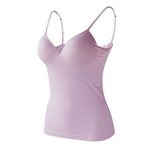 Damen Bequeme Weste mit Eingebauten BH V-Ausschnitt Ärmellos Verstellbarer Gurt Tank Top - Bean-Paste Color,M von Lanbowo