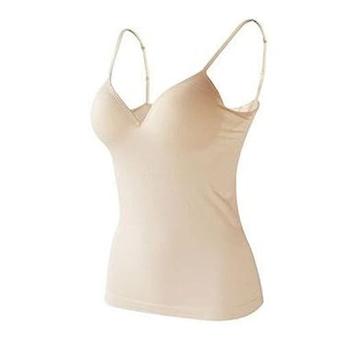 Damen Bequeme Weste mit Eingebauten BH V-Ausschnitt Ärmellos Verstellbarer Gurt Tank Top - Color,L von Lanbowo