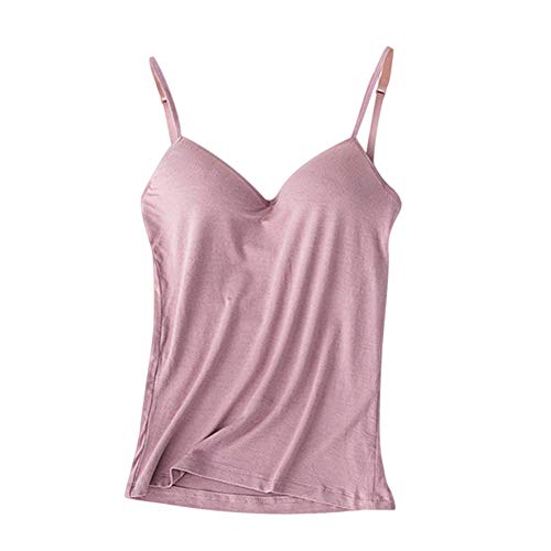 Lanbowo Damen Bequeme Weste mit Eingebauten BH V-Ausschnitt Ärmellos Verstellbarer Gurt Tank Top - Helllila, Large von Lanbowo