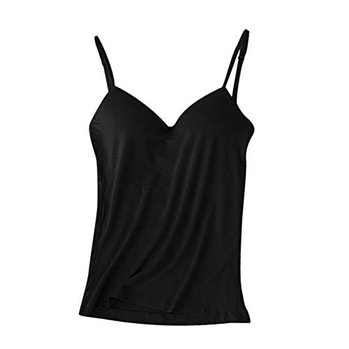 Lanbowo Damen Bequeme Weste mit Eingebauten BH V-Ausschnitt Ärmellos Verstellbarer Gurt Tank Top - Schwarz, Large von Lanbowo