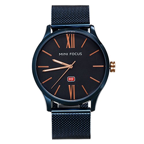 Lancardo Herren Armbanduhr blau Ultra Business Großes Zifferblatt Casual Analog Quarz Sport Uhr mit Edelstahl Mesh Armband von Lancardo