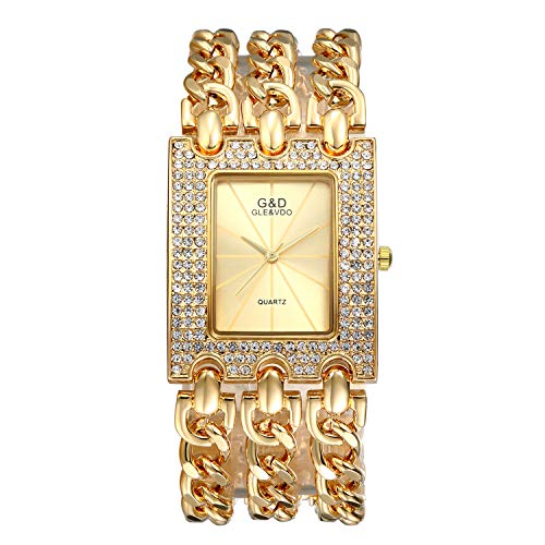 Lancardo Armbanduhr Frauen Analog mit Kette Armband Rechteck Strass Hip Hop Stil Uhr Silber Lancardo Armbanduhr Frauen Analog mit Kette Armband Rechteck Strass Hip Hop Stil Uhr Silber von Lancardo