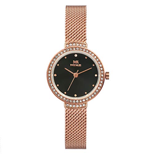 Lancardo Frauen Armbanduhr Analog mit Edelstahl Mesh Armband Strass Zifferblatt Uhr Rosegold pink von Lancardo