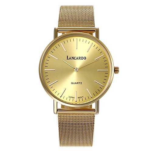 Lancardo Herren Damen Armbanduhr Analog mit Edelstahl Armband von Lancardo