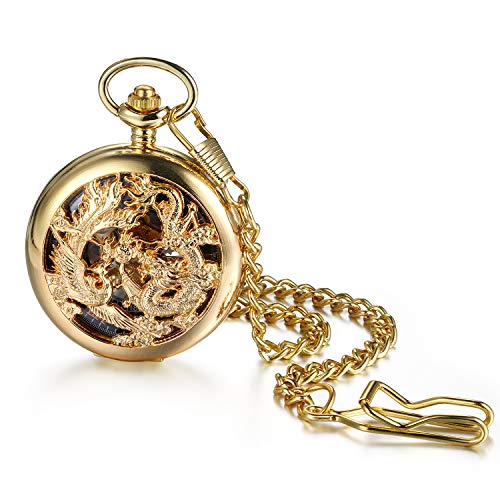 Lancardo Mechanische Taschenuhr Steampunk Vintage Damen Herren mit Halskette Pullover Kette Uhr für Geburtstag Weihnachten Neujahr von Lancardo