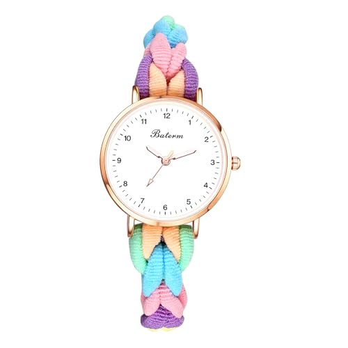 Lancardo Damenuhren Elastische Geflochtene Armbanduhren: Einfach Ultradünne Analoge Quarzuhr mit Arabischen Ziffern Stretchband Haarband Uhren Studentenuhr Geschenke für Frauen Mädchen bunt von Lancardo